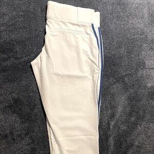 Champro Womens L softball pants. Brand new. White with royal blue stripe